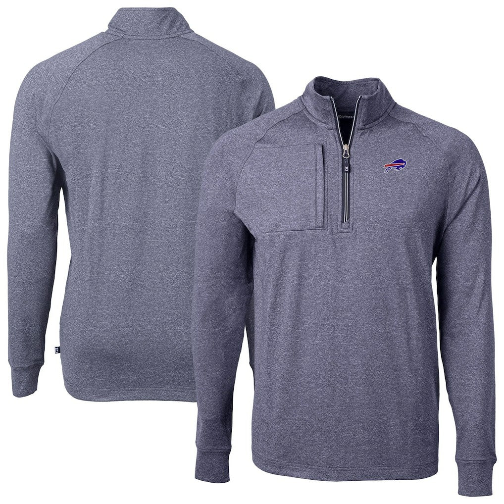 Buffalo Bills Cutter & Buck Big & Tall Adapt Eco Raglan Quarter-Zip Jacket - Heather Navy online