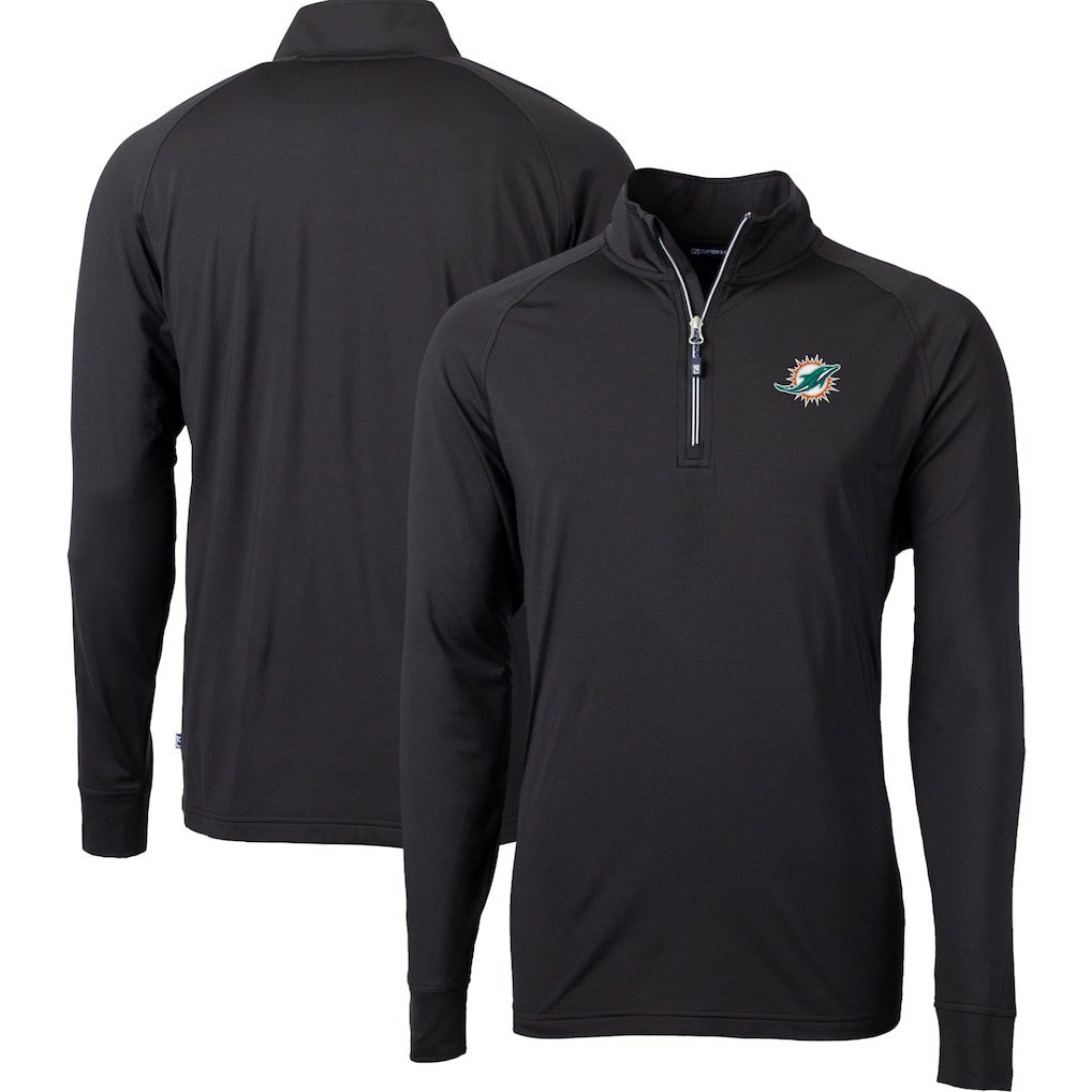 Miami Dolphins Cutter & Buck Big & Tall Adapt Eco DryTec Raglan Quarter-Zip Jacket - Black discount