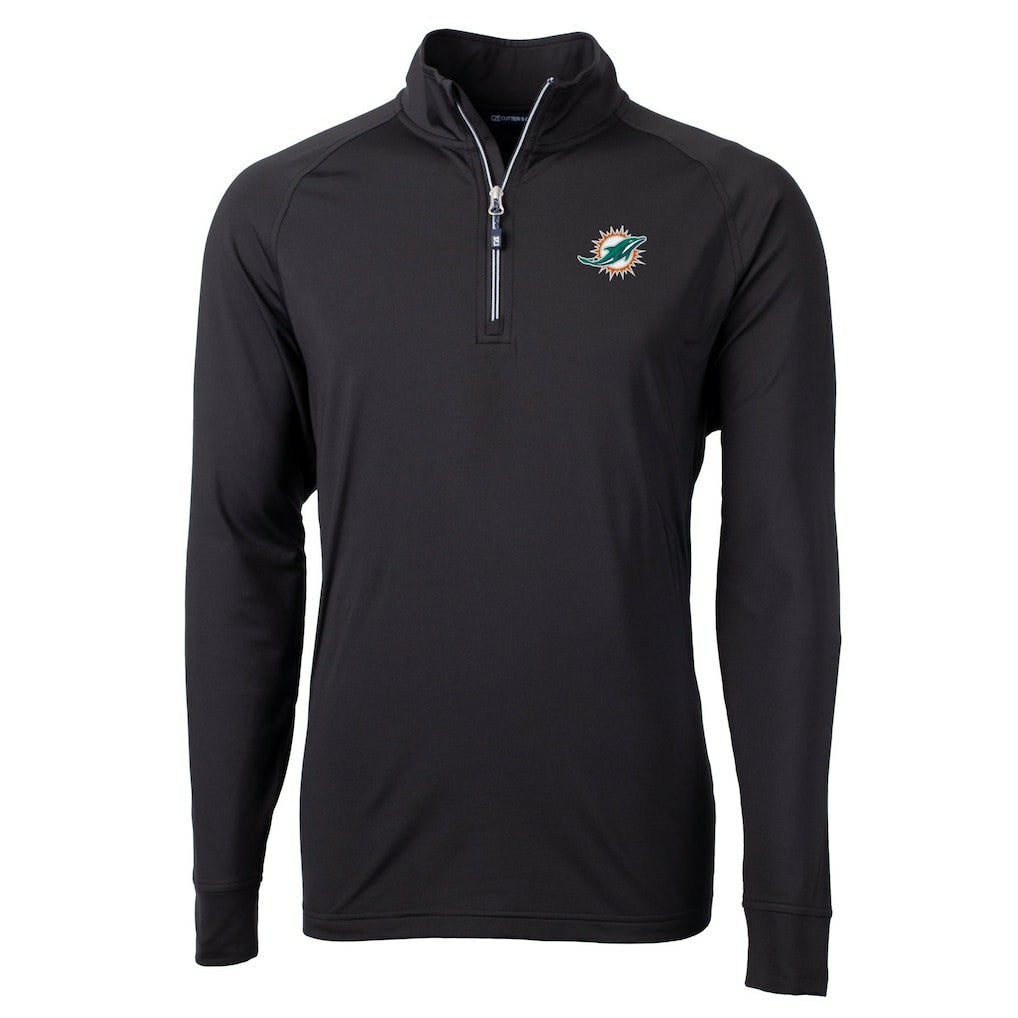 Miami Dolphins Cutter & Buck Big & Tall Adapt Eco DryTec Raglan Quarter-Zip Jacket - Black discount