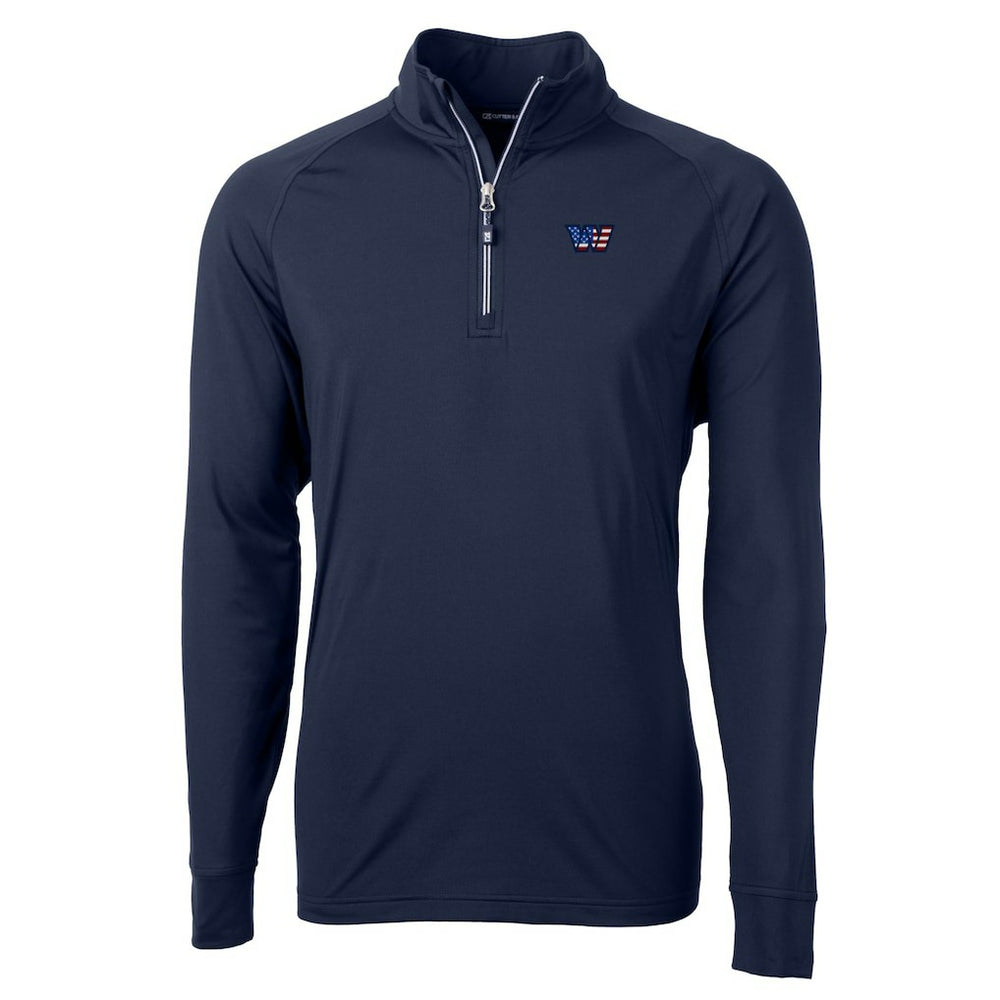 Washington Commanders Cutter & Buck Big & Tall Americana Adapt Eco DryTec Raglan Quarter-Zip Jacket - Navy for sale