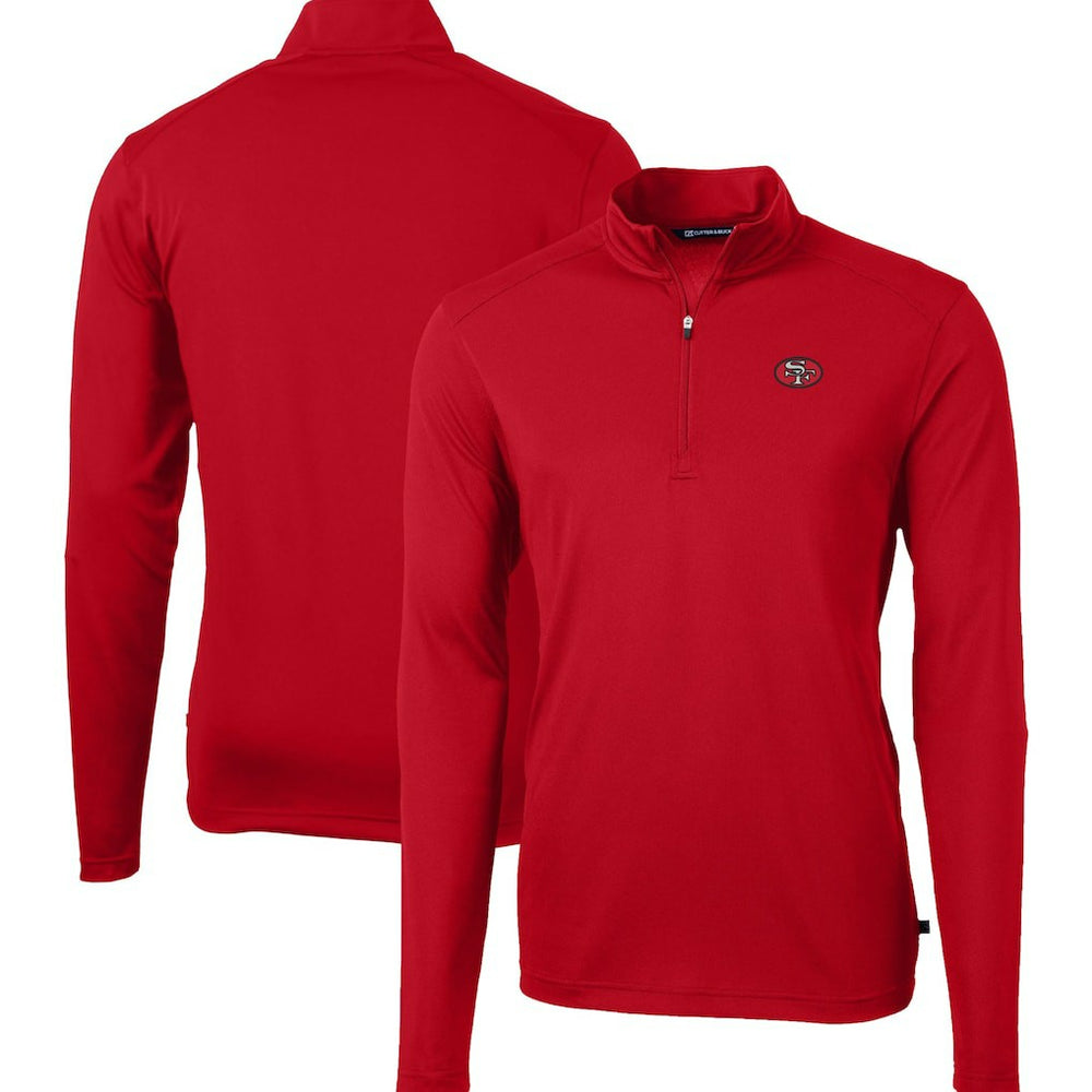San Francisco 49ers Cutter & Buck Big & Tall Virtue Eco Pique Quarter-Zip Jacket - Scarlet for sale
