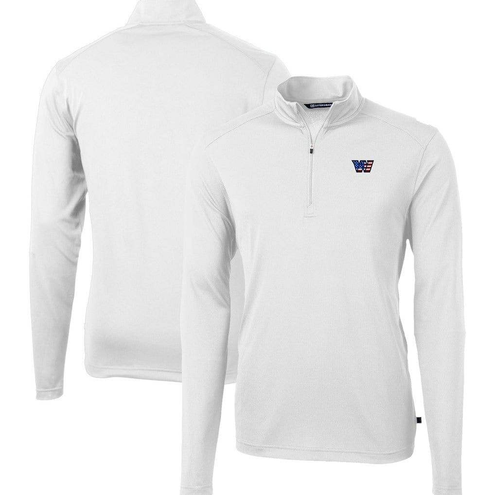 Washington Commanders Cutter & Buck Big & Tall Americana Virtue Eco Pique Quarter-Zip Jacket - White for sale