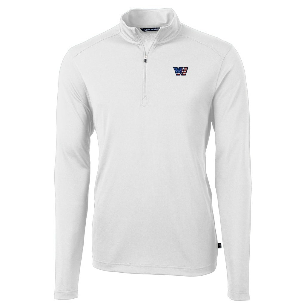 Washington Commanders Cutter & Buck Big & Tall Americana Virtue Eco Pique Quarter-Zip Jacket - White for sale