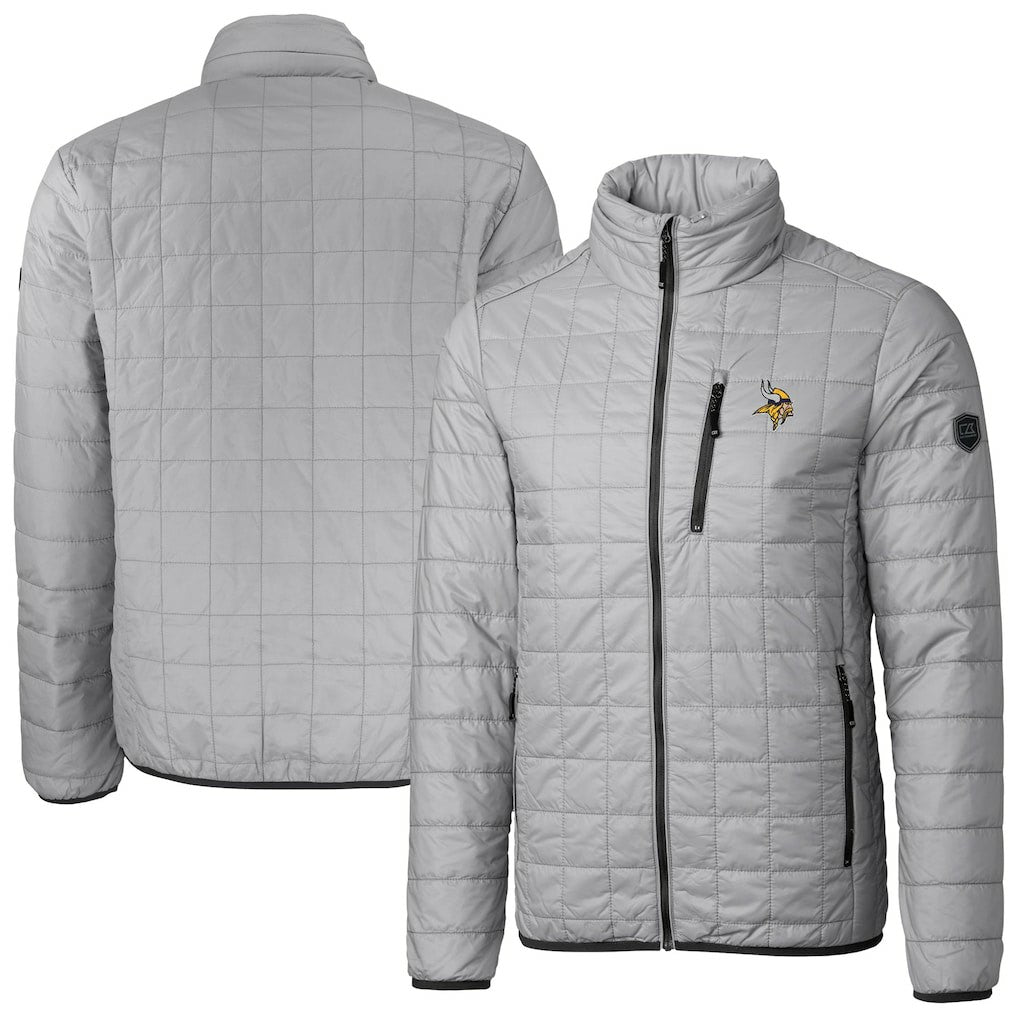 Minnesota Vikings Cutter & Buck Big & Tall Rainier PrimaLoft Eco Insulated Full-Zip Hoodie Puffer Jacket - Gray for sale