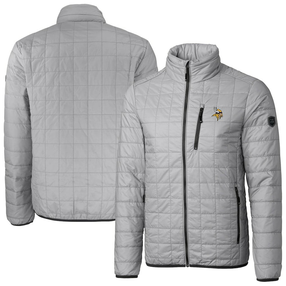 Minnesota Vikings Cutter & Buck Big & Tall Rainier PrimaLoft Eco Insulated Full-Zip Hoodie Puffer Jacket - Gray for sale