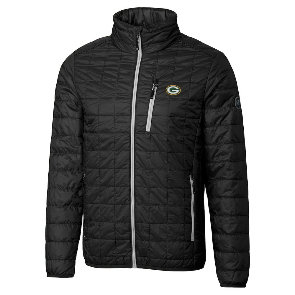 Green Bay Packers Cutter & Buck Big & Tall Rainier PrimaLoft Eco Insulated Full-Zip Hoodie Puffer Jacket - Black sale
