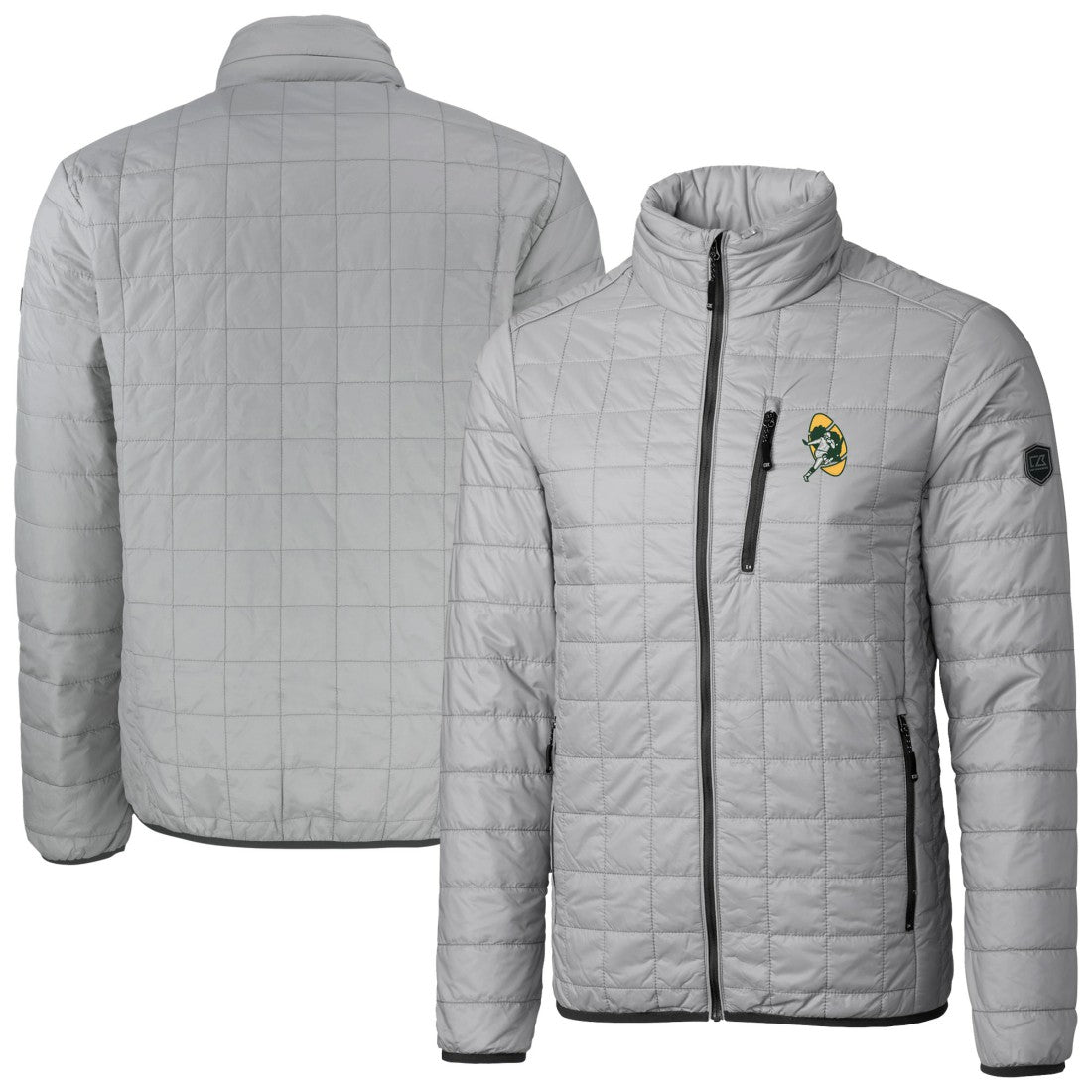 Green Bay Packers Cutter & Buck Big & Tall Rainier PrimaLoft Eco Insulated Full-Zip Puffer Jacket - Gray on sale