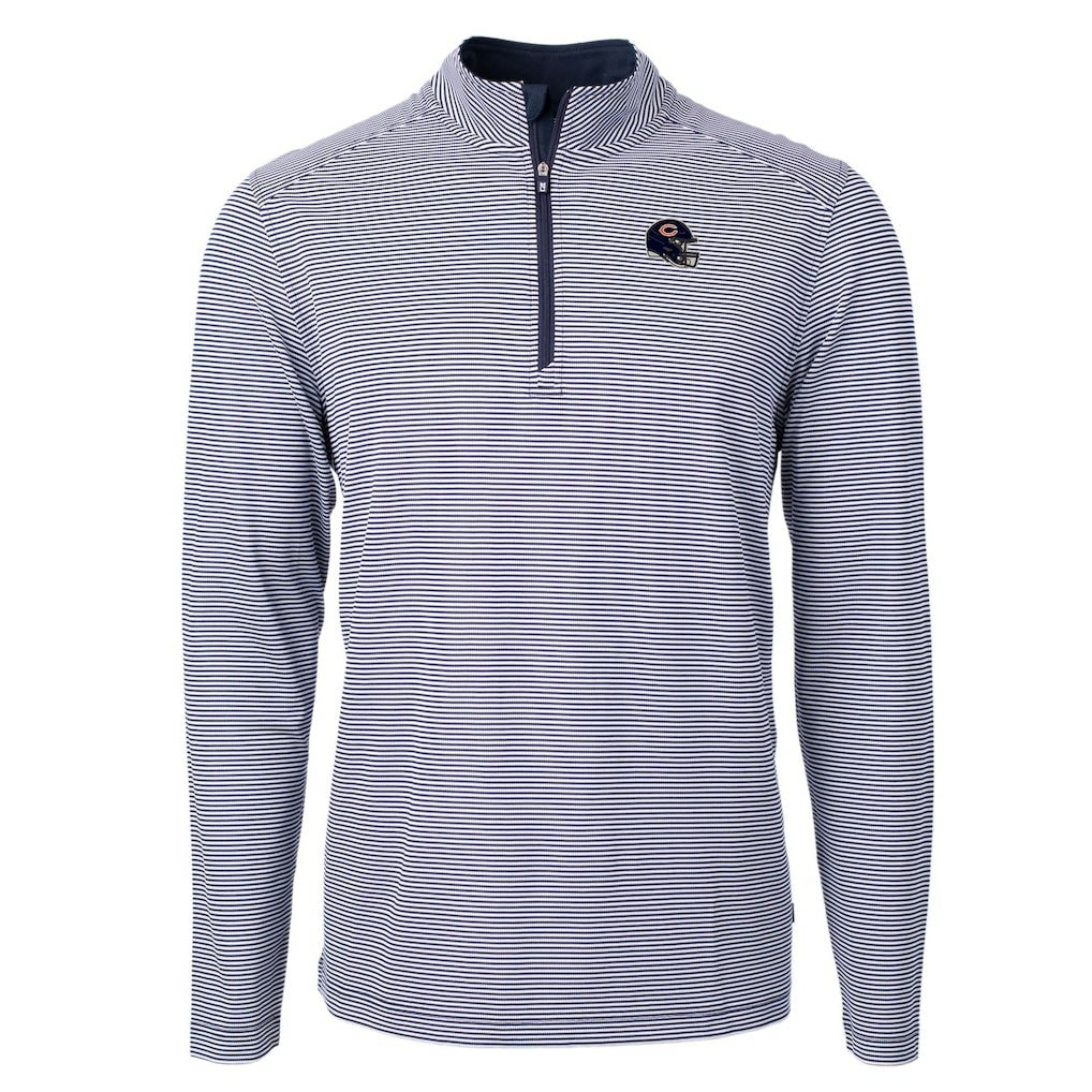 Chicago Bears Cutter & Buck Big & Tall Virtue Eco Pique Micro Stripe Tri-Blend Quarter-Zip Jacket - Navy sale