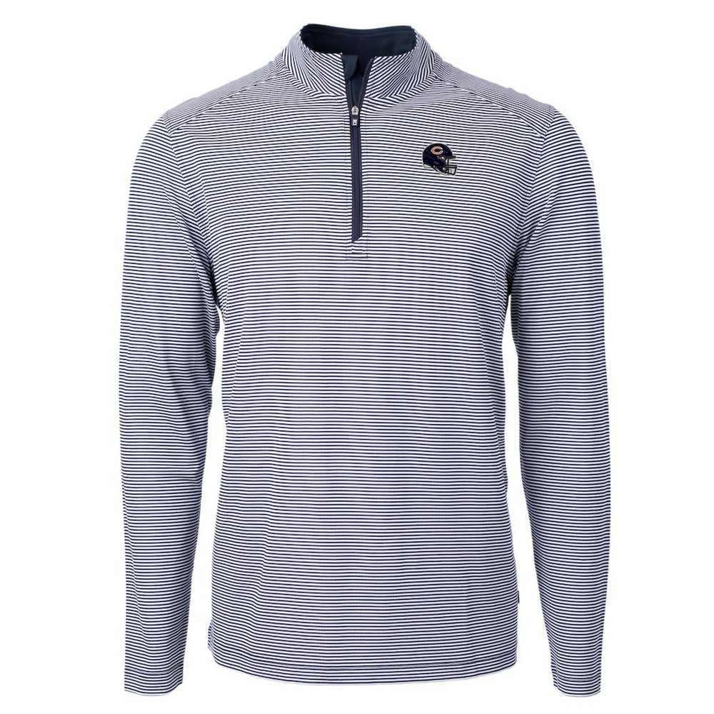 Chicago Bears Cutter & Buck Big & Tall Virtue Eco Pique Micro Stripe Tri-Blend Quarter-Zip Jacket - Navy sale
