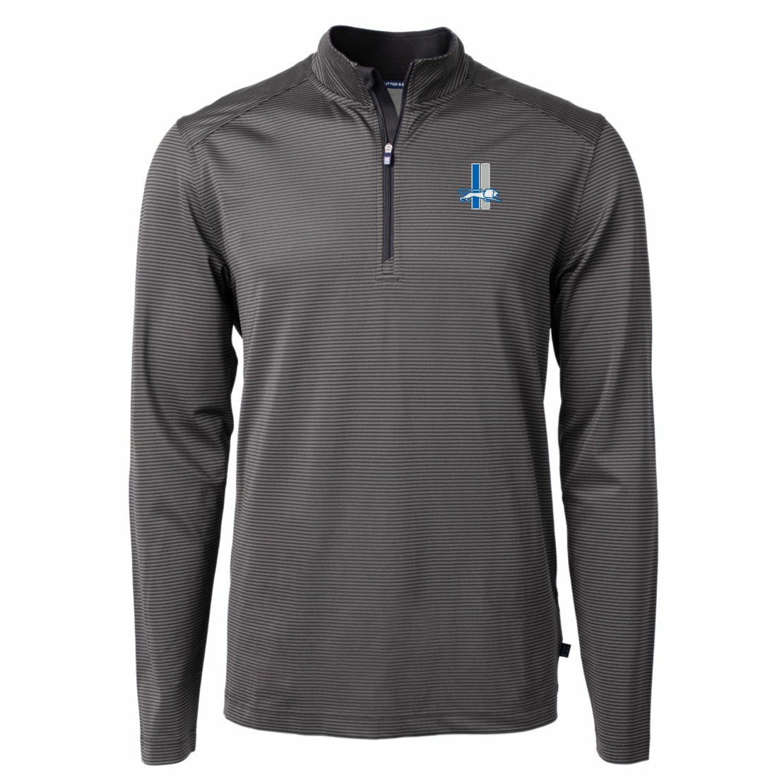 Detroit Lions Cutter & Buck Big & Tall Virtue Eco Pique Micro Stripe Tri-Blend Quarter-Zip Jacket - Black for sale