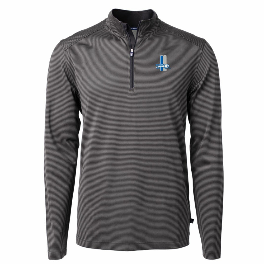 Detroit Lions Cutter & Buck Big & Tall Virtue Eco Pique Micro Stripe Tri-Blend Quarter-Zip Jacket - Black for sale