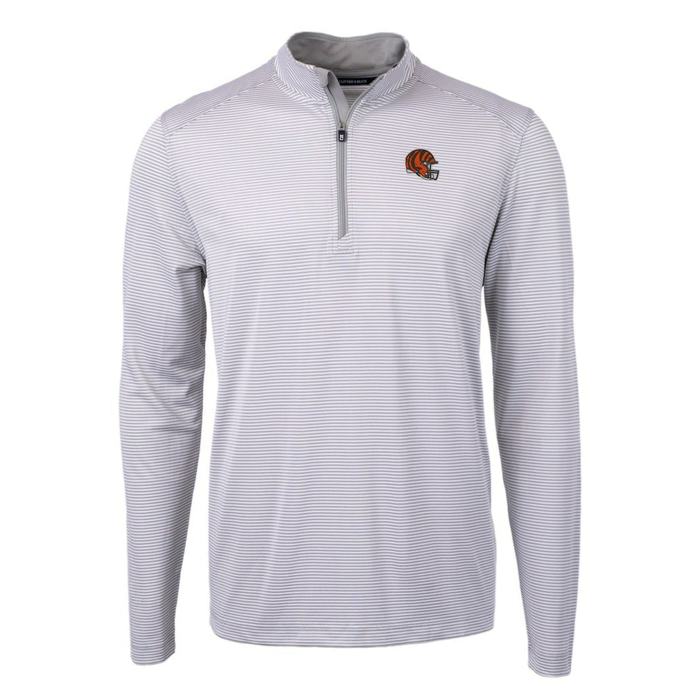 Cincinnati Bengals Cutter & Buck Big & Tall Virtue Eco Pique Micro Stripe Tri-Blend Quarter-Zip Jacket - Gray sale