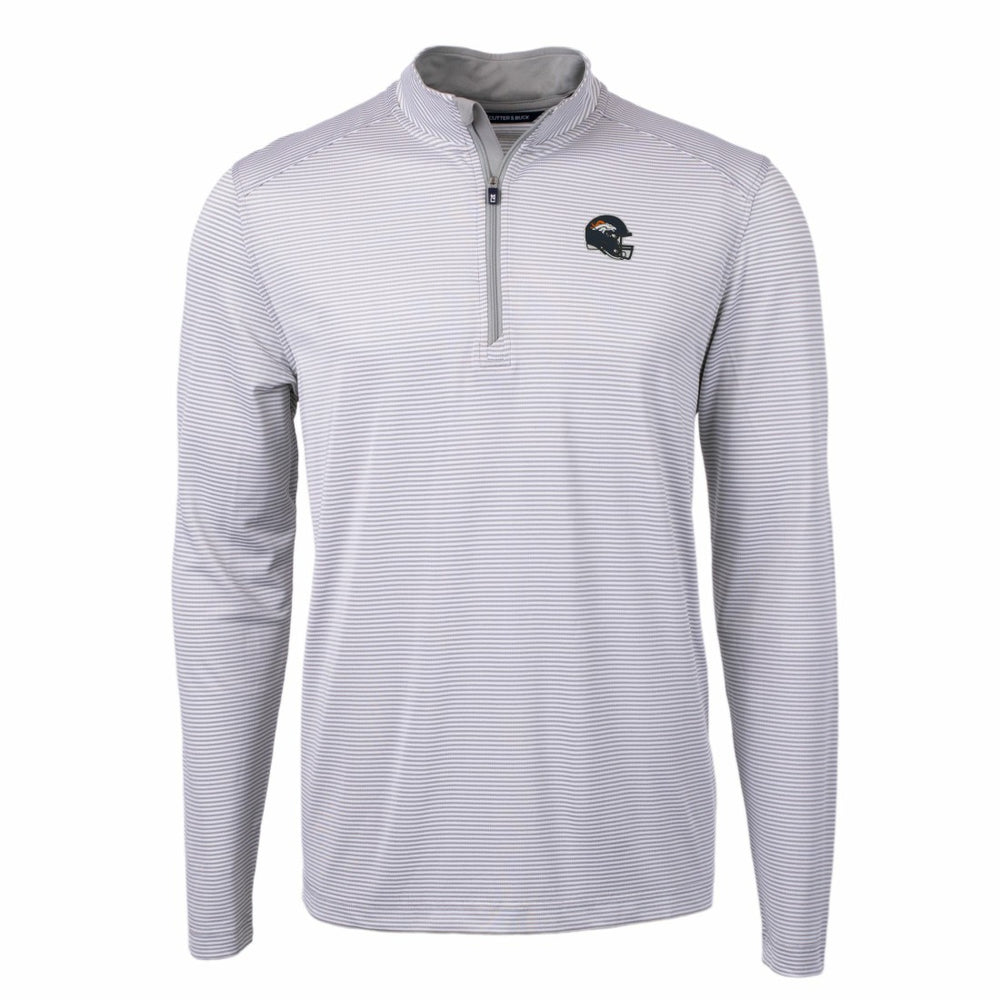 Denver Broncos Cutter & Buck Big & Tall Virtue Eco Pique Micro Stripe Tri-Blend Quarter-Zip Jacket - Gray outlet