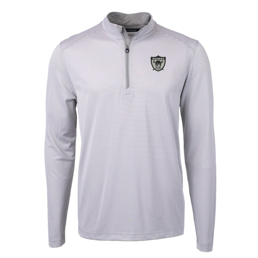 Las Vegas Raiders Cutter & Buck Big & Tall Virtue Eco Pique Micro Stripe Tri-Blend Quarter-Zip Jacket - Gray for sale