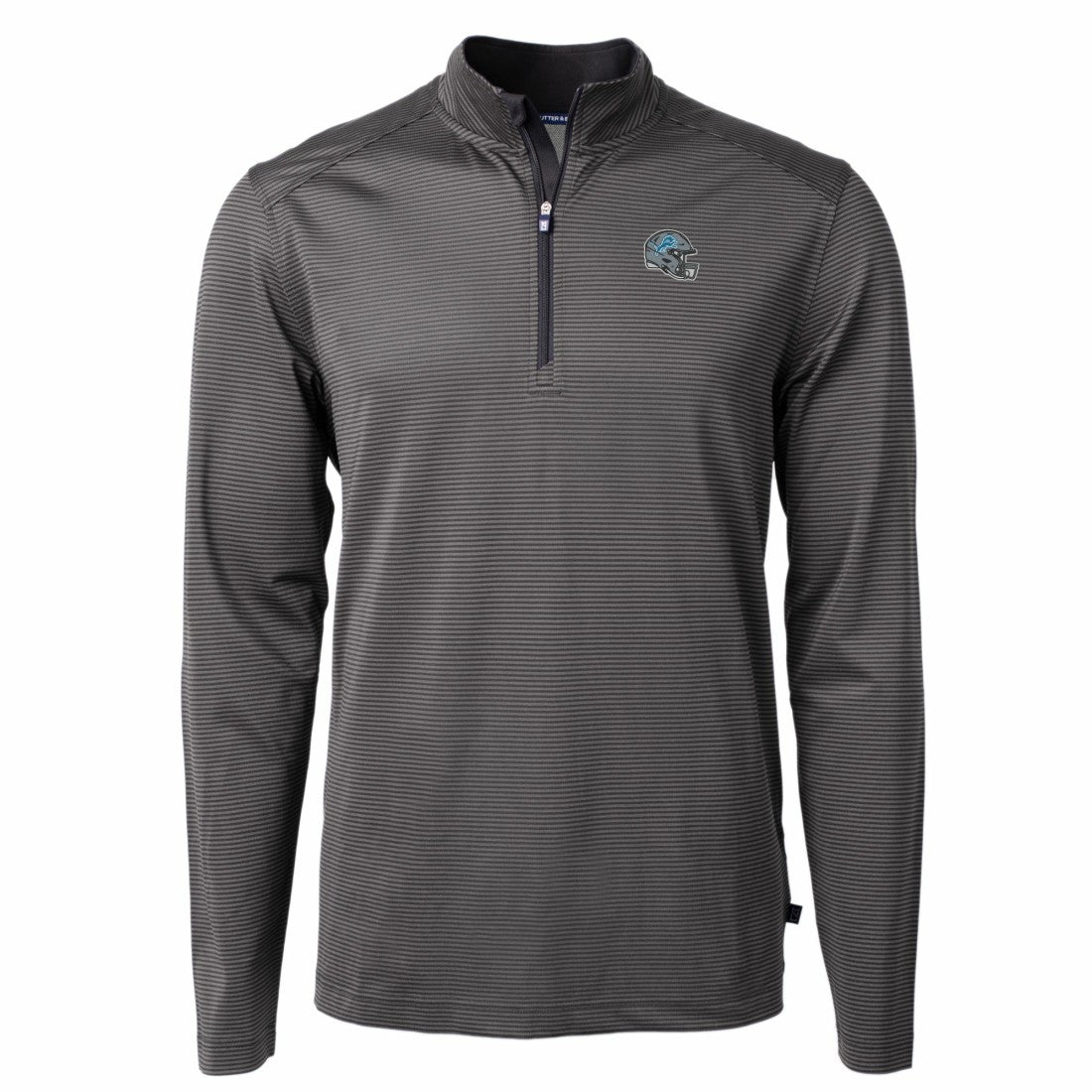 Detroit Lions Cutter & Buck Big & Tall Virtue Eco Pique Micro Stripe Tri-Blend Quarter-Zip Jacket - Black cheap
