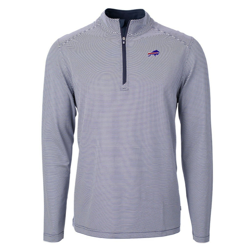 Buffalo Bills Cutter & Buck Big & Tall Virtue Eco Pique Micro Stripe Tri-Blend Quarter-Zip Jacket - Navy for sale