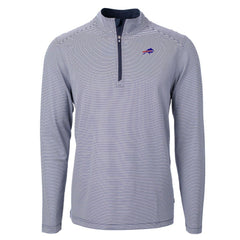 Buffalo Bills Cutter & Buck Big & Tall Virtue Eco Pique Micro Stripe Tri-Blend Quarter-Zip Jacket - Navy for sale