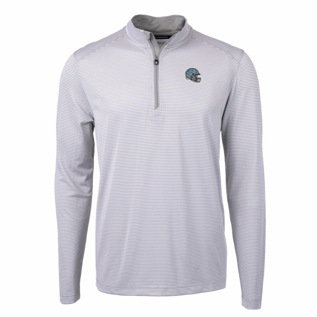 Detroit Lions Cutter & Buck Big & Tall Virtue Eco Pique Micro Stripe Tri-Blend Quarter-Zip Jacket - Gray on sale