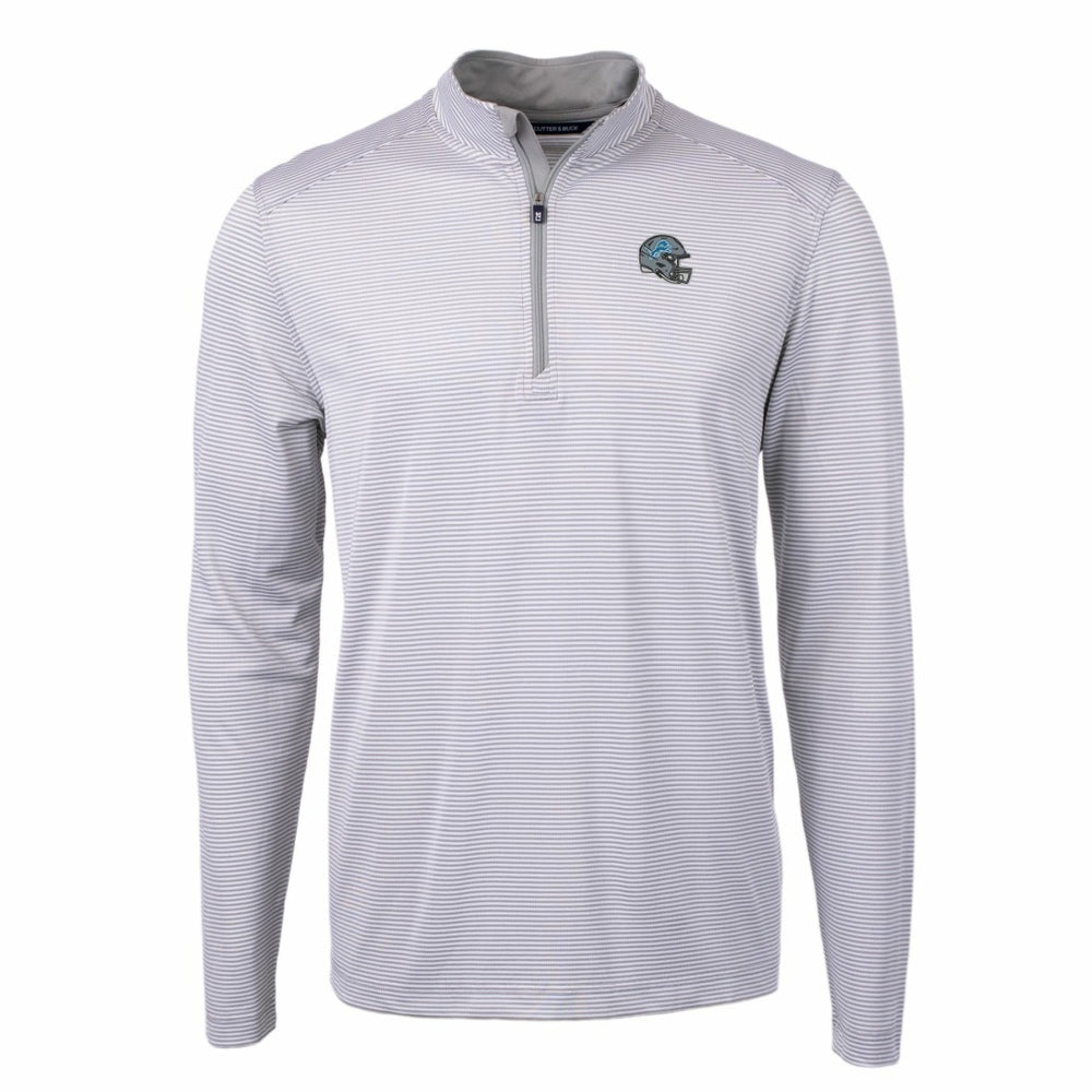 Detroit Lions Cutter & Buck Big & Tall Virtue Eco Pique Micro Stripe Tri-Blend Quarter-Zip Jacket - Gray on sale
