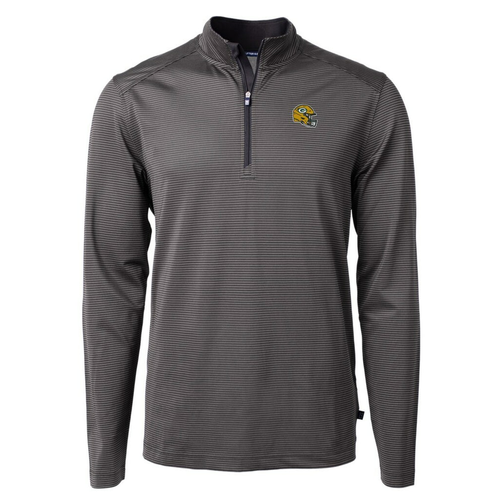 Green Bay Packers Cutter & Buck Big & Tall Virtue Eco Pique Micro Stripe Tri-Blend Quarter-Zip Jacket - Black discount