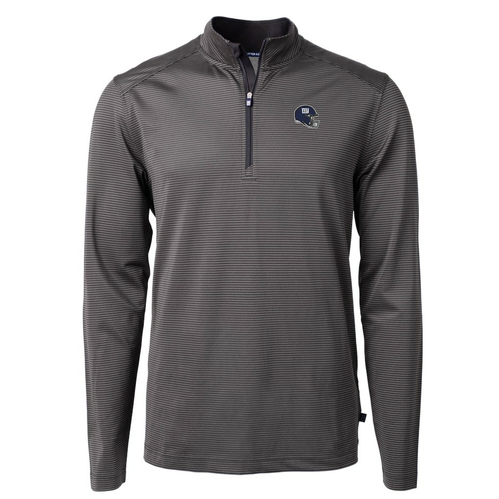 New York Giants Cutter & Buck Big & Tall Virtue Eco Pique Micro Stripe Tri-Blend Quarter-Zip Jacket - Black for sale