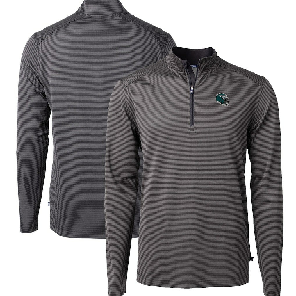 Philadelphia Eagles Cutter & Buck Big & Tall Virtue Eco Pique Micro Stripe Tri-Blend Quarter-Zip Jacket - Black discount