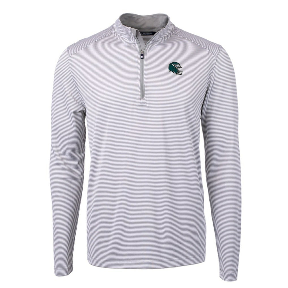 Philadelphia Eagles Cutter & Buck Big & Tall Virtue Eco Pique Micro Stripe Tri-Blend Quarter-Zip Jacket - Gray sale