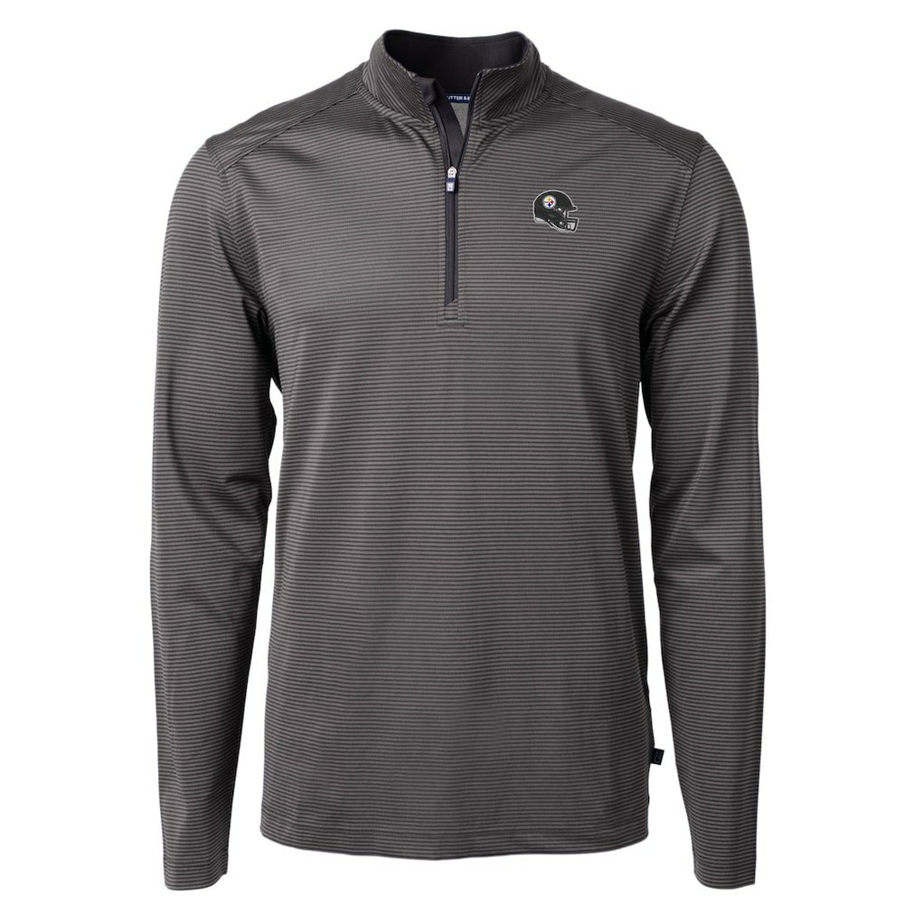 Pittsburgh Steelers Cutter & Buck Big & Tall Virtue Eco Pique Micro Stripe Tri-Blend Quarter-Zip Jacket - Black outlet