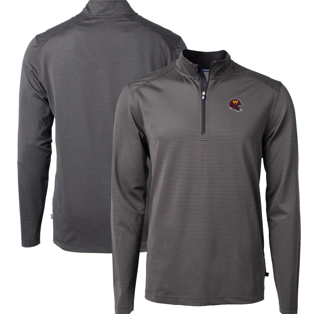 Washington Commanders Cutter & Buck Big & Tall Virtue Eco Pique Micro Stripe Tri-Blend Quarter-Zip Jacket - Black online