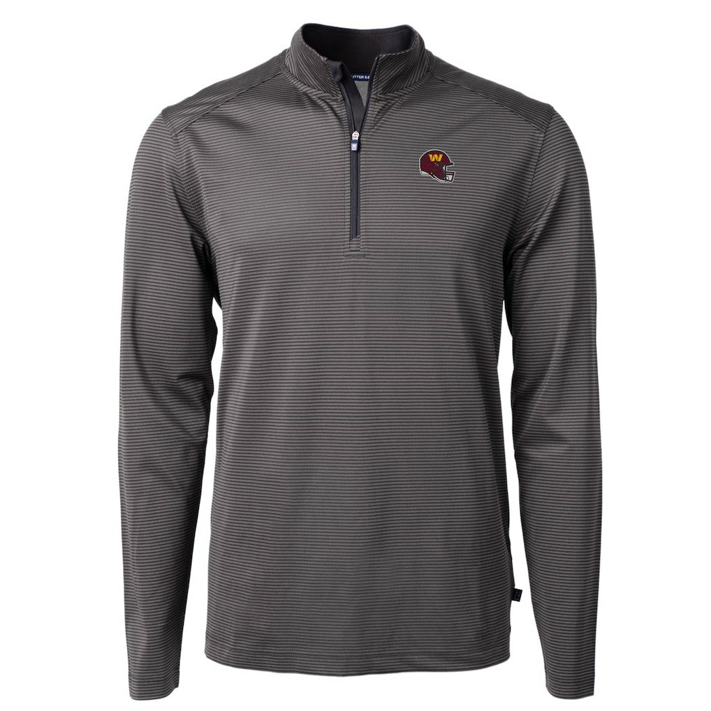 Washington Commanders Cutter & Buck Big & Tall Virtue Eco Pique Micro Stripe Tri-Blend Quarter-Zip Jacket - Black online