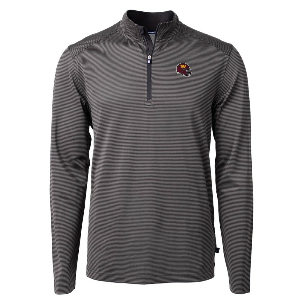 Washington Commanders Cutter & Buck Big & Tall Virtue Eco Pique Micro Stripe Tri-Blend Quarter-Zip Jacket - Black online