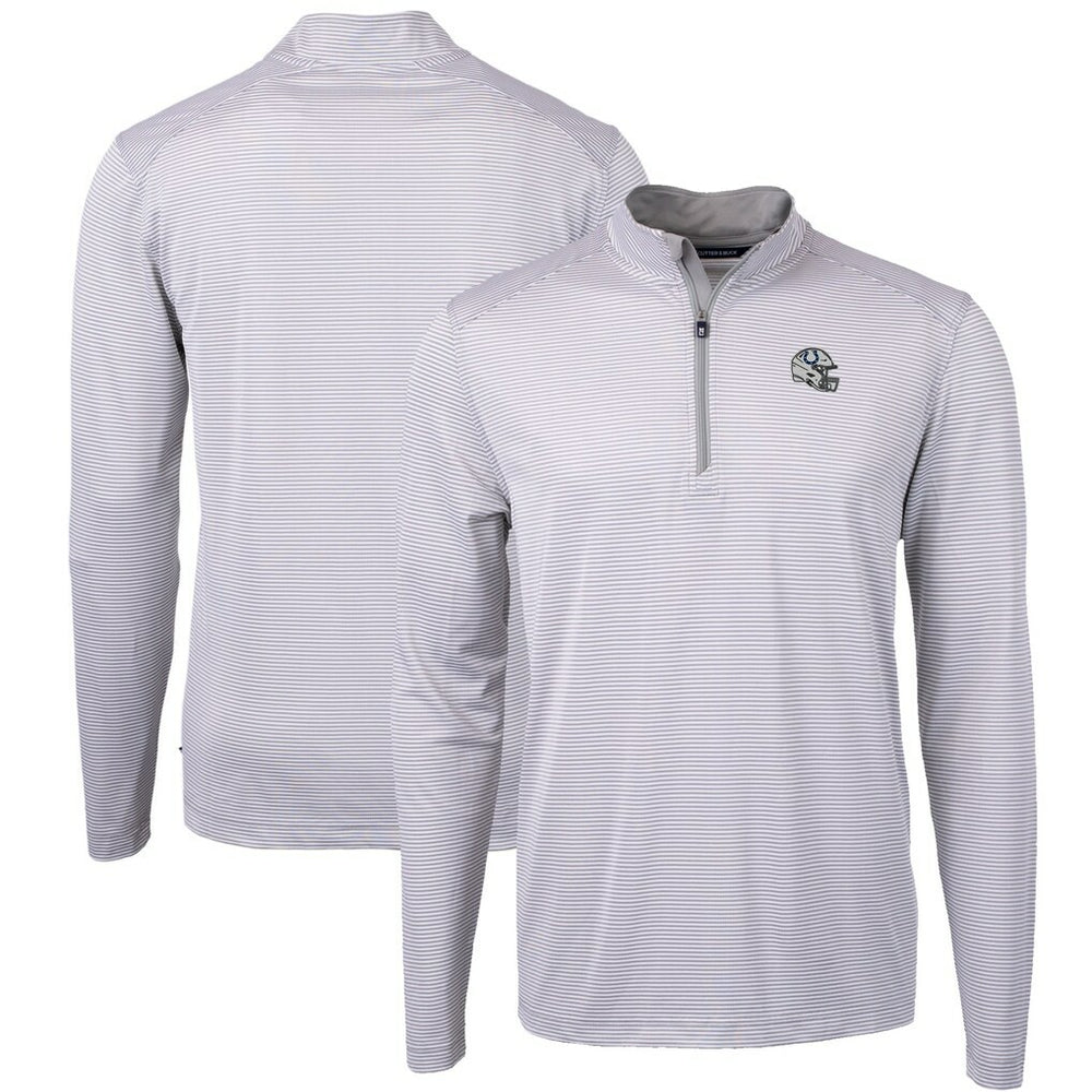 Indianapolis Colts Cutter & Buck Big & Tall Virtue Eco Pique Micro Stripe Tri-Blend Quarter-Zip Jacket - Gray cheap