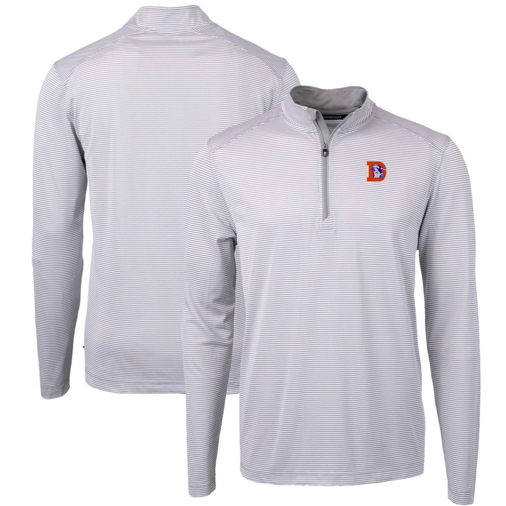 Denver Broncos Cutter & Buck Big & Tall Virtue Eco Pique Micro Stripe Tri-Blend Quarter-Zip Jacket - Gray discount