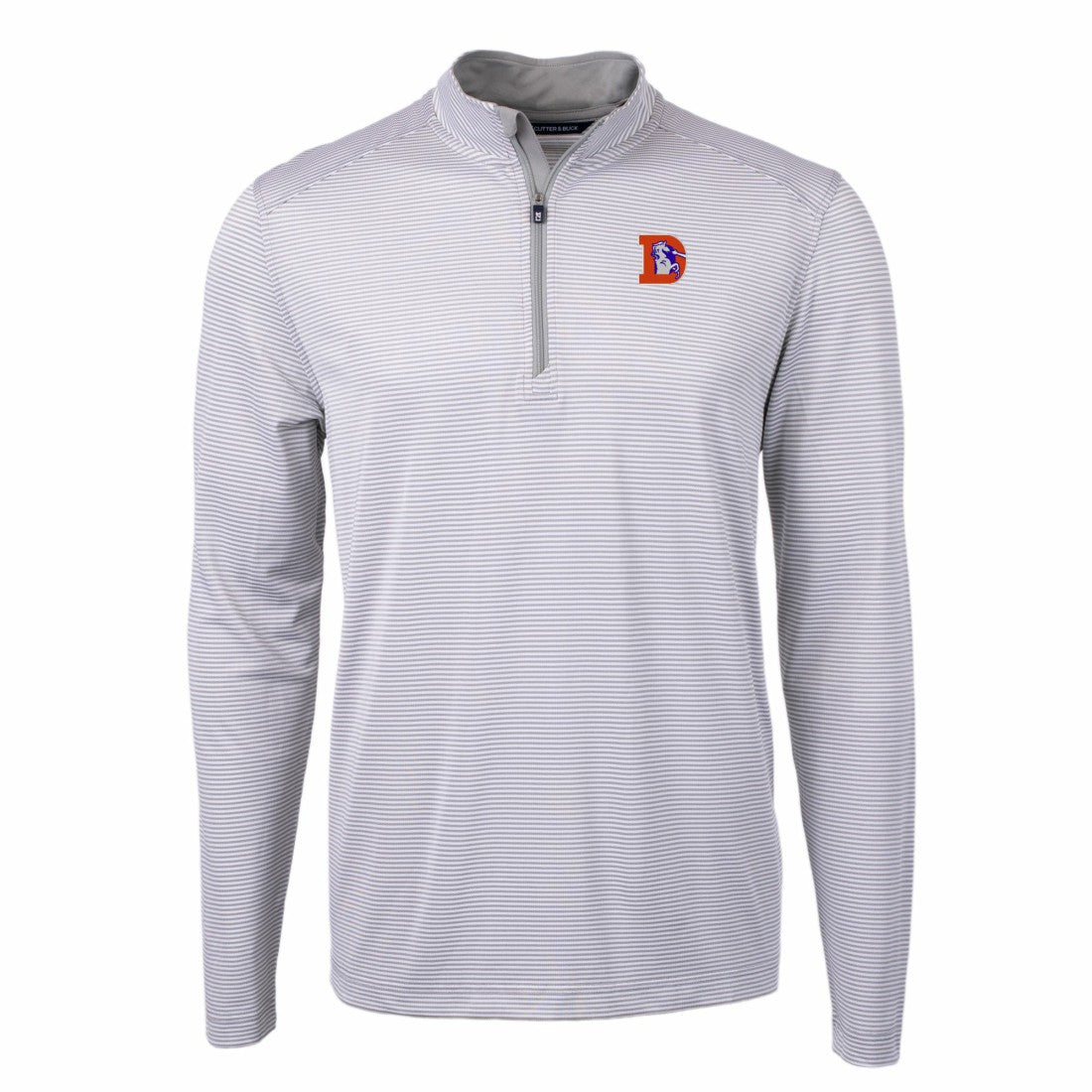 Denver Broncos Cutter & Buck Big & Tall Virtue Eco Pique Micro Stripe Tri-Blend Quarter-Zip Jacket - Gray discount