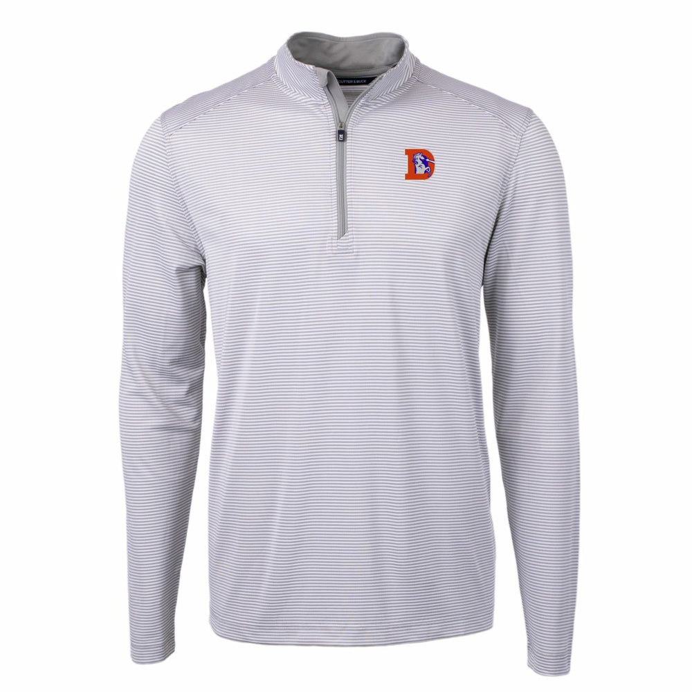 Denver Broncos Cutter & Buck Big & Tall Virtue Eco Pique Micro Stripe Tri-Blend Quarter-Zip Jacket - Gray discount
