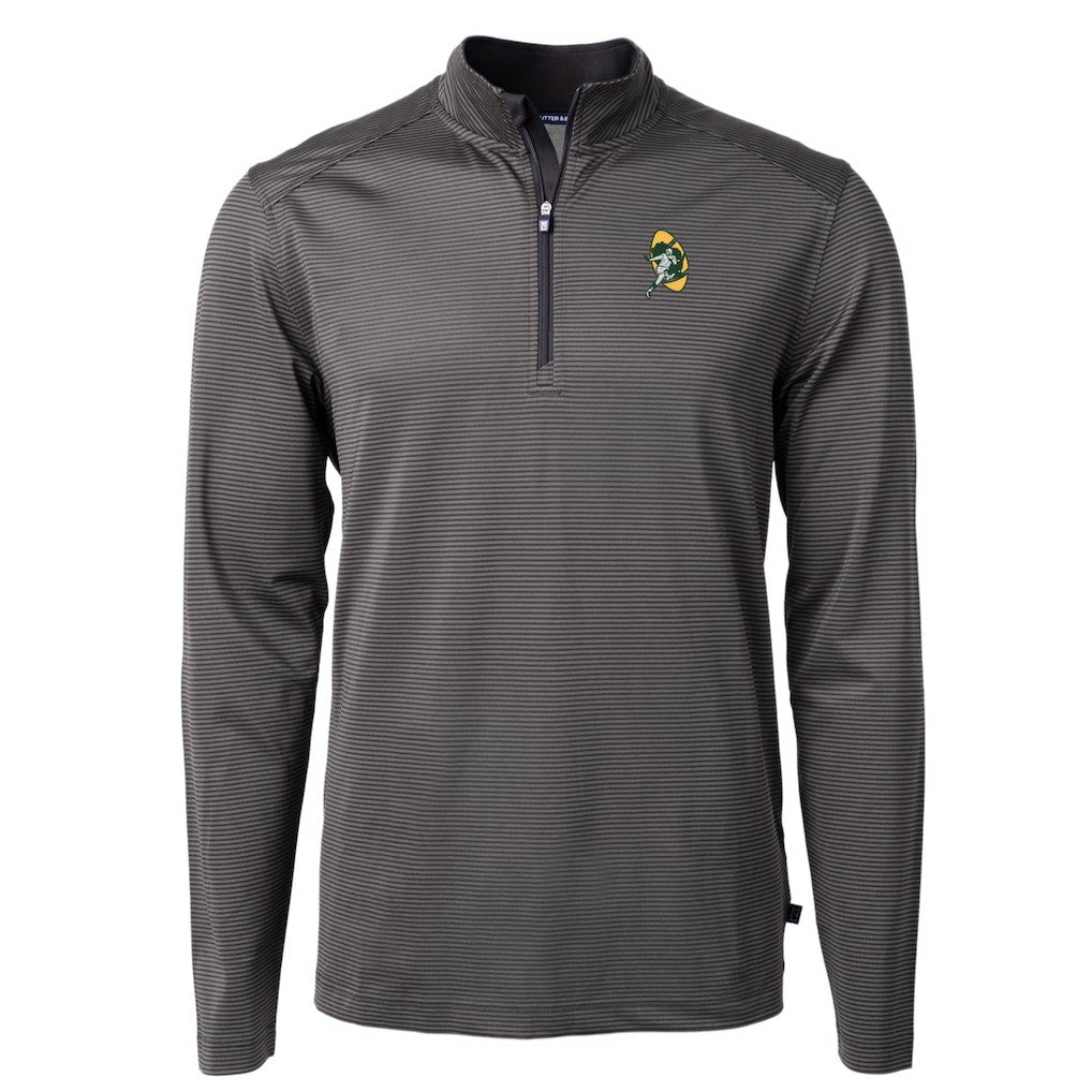 Green Bay Packers Cutter & Buck Big & Tall Virtue Eco Pique Micro Stripe Tri-Blend Quarter-Zip Jacket - Black discount