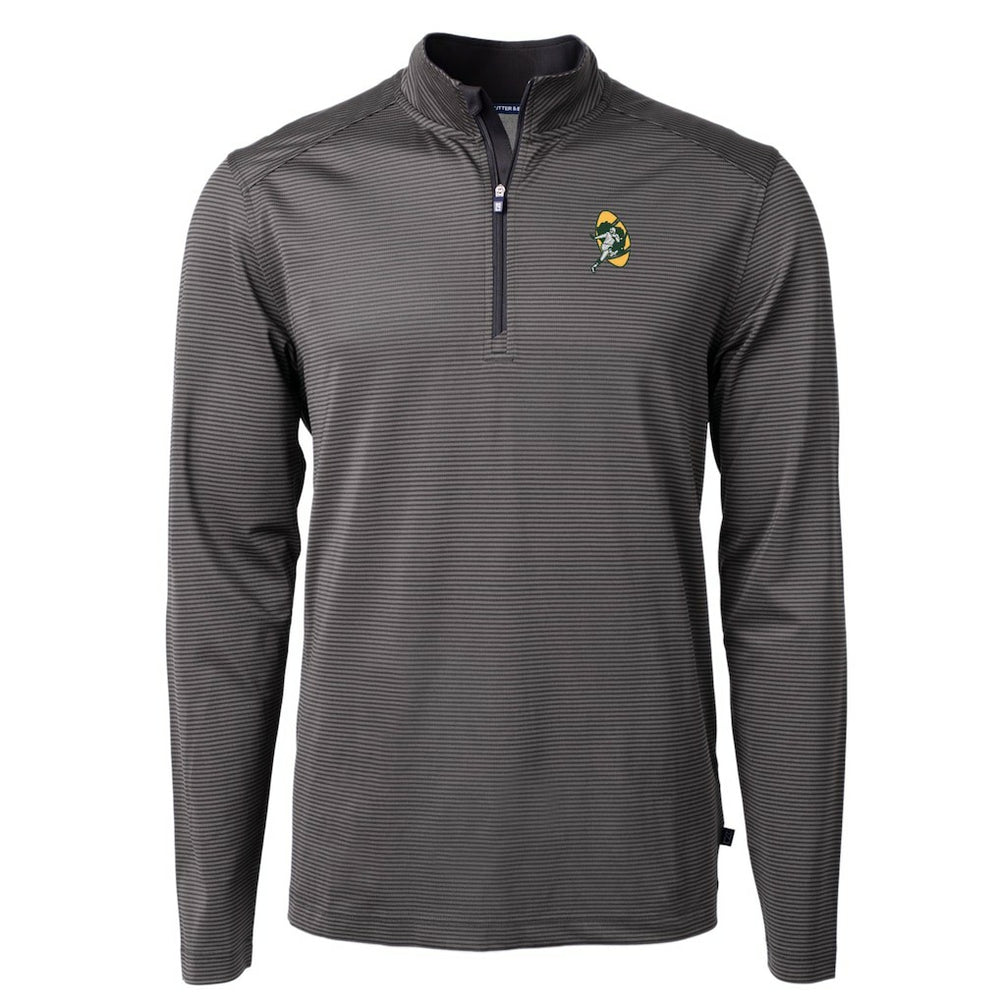 Green Bay Packers Cutter & Buck Big & Tall Virtue Eco Pique Micro Stripe Tri-Blend Quarter-Zip Jacket - Black discount