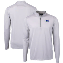 Seattle Seahawks Cutter & Buck Big & Tall Virtue Eco Pique Micro Stripe Tri-Blend Quarter-Zip Jacket - Gray for sale