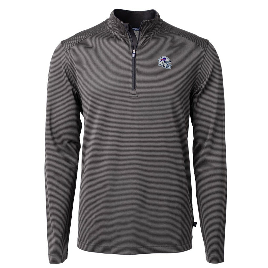 Buffalo Bills Cutter & Buck Big & Tall Virtue Eco Pique Micro Stripe Tri-Blend Quarter-Zip Jacket - Black for sale