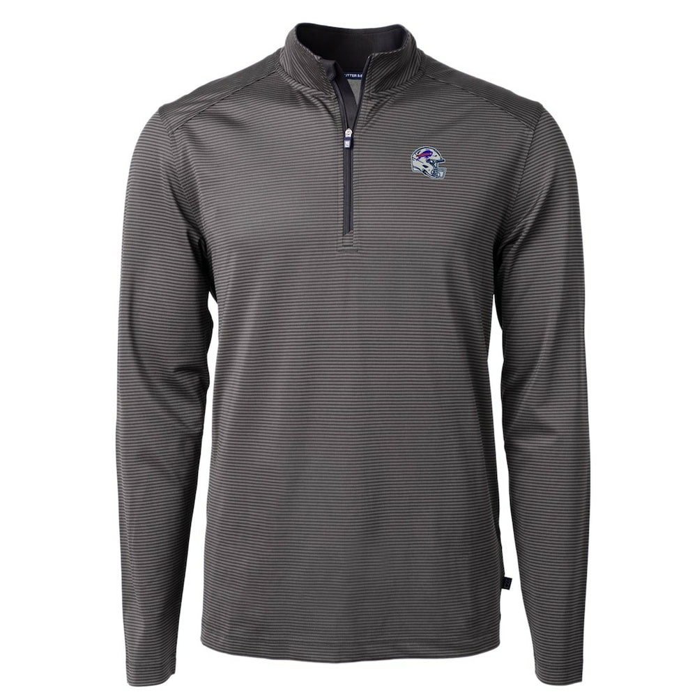 Buffalo Bills Cutter & Buck Big & Tall Virtue Eco Pique Micro Stripe Tri-Blend Quarter-Zip Jacket - Black for sale