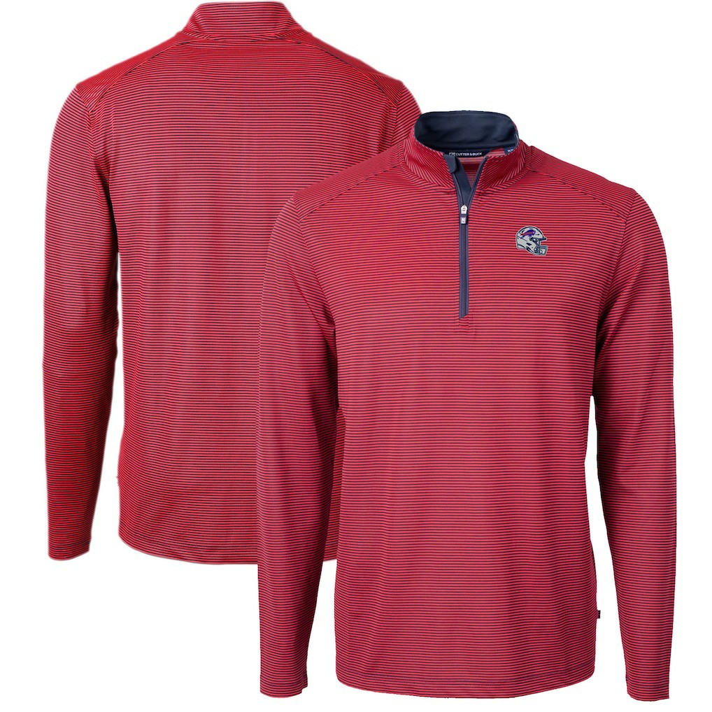 Buffalo Bills Cutter & Buck Big & Tall Virtue Eco Pique Micro Stripe Tri-Blend Quarter-Zip Jacket - Red online
