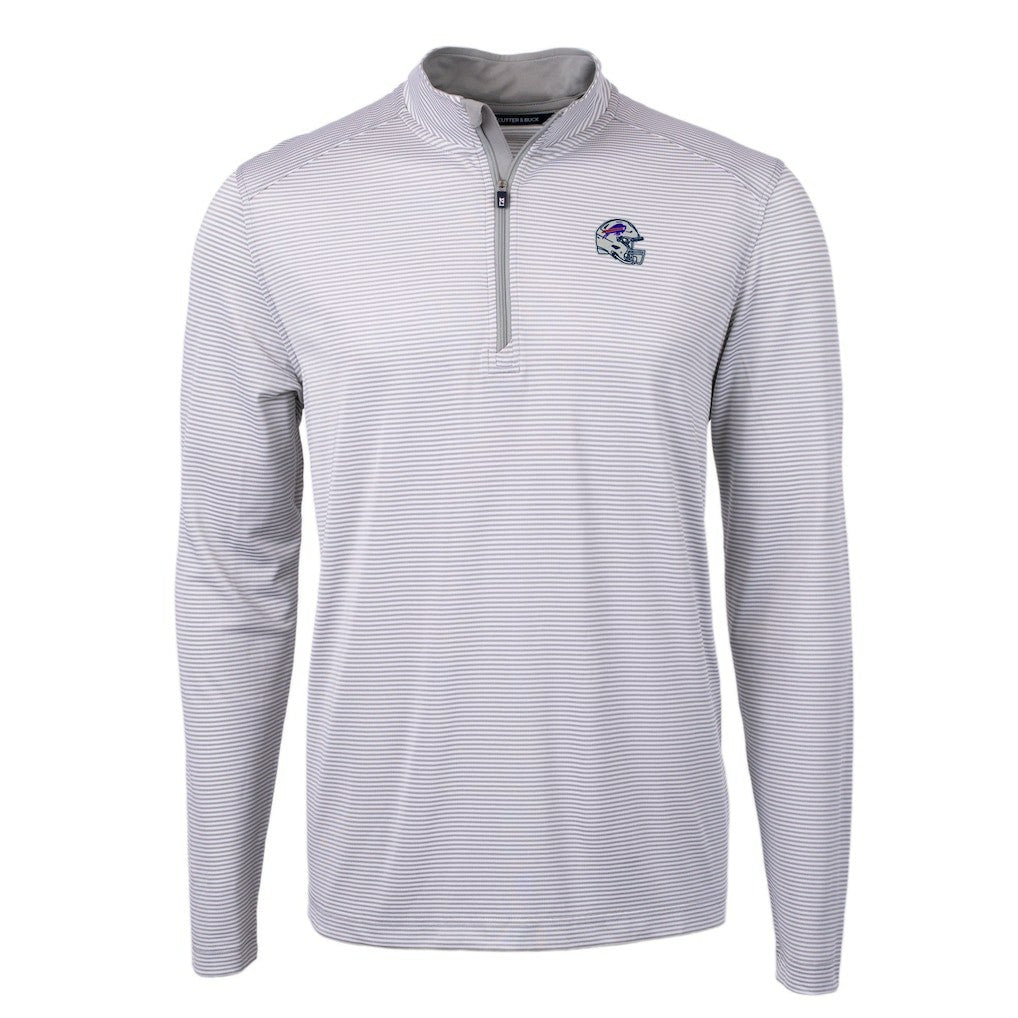 Buffalo Bills Cutter & Buck Big & Tall Virtue Eco Pique Micro Stripe Tri-Blend Quarter-Zip Jacket - Gray on sale