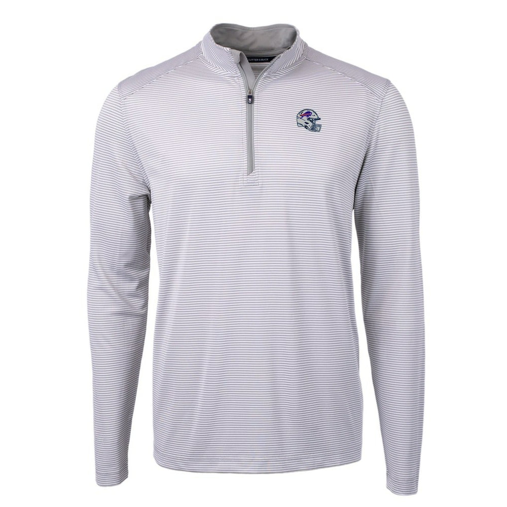 Buffalo Bills Cutter & Buck Big & Tall Virtue Eco Pique Micro Stripe Tri-Blend Quarter-Zip Jacket - Gray on sale