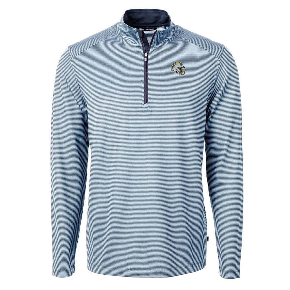 Los Angeles Chargers Cutter & Buck Big & Tall Virtue Eco Pique Micro Stripe Tri-Blend Quarter-Zip Jacket - Powder Blue online