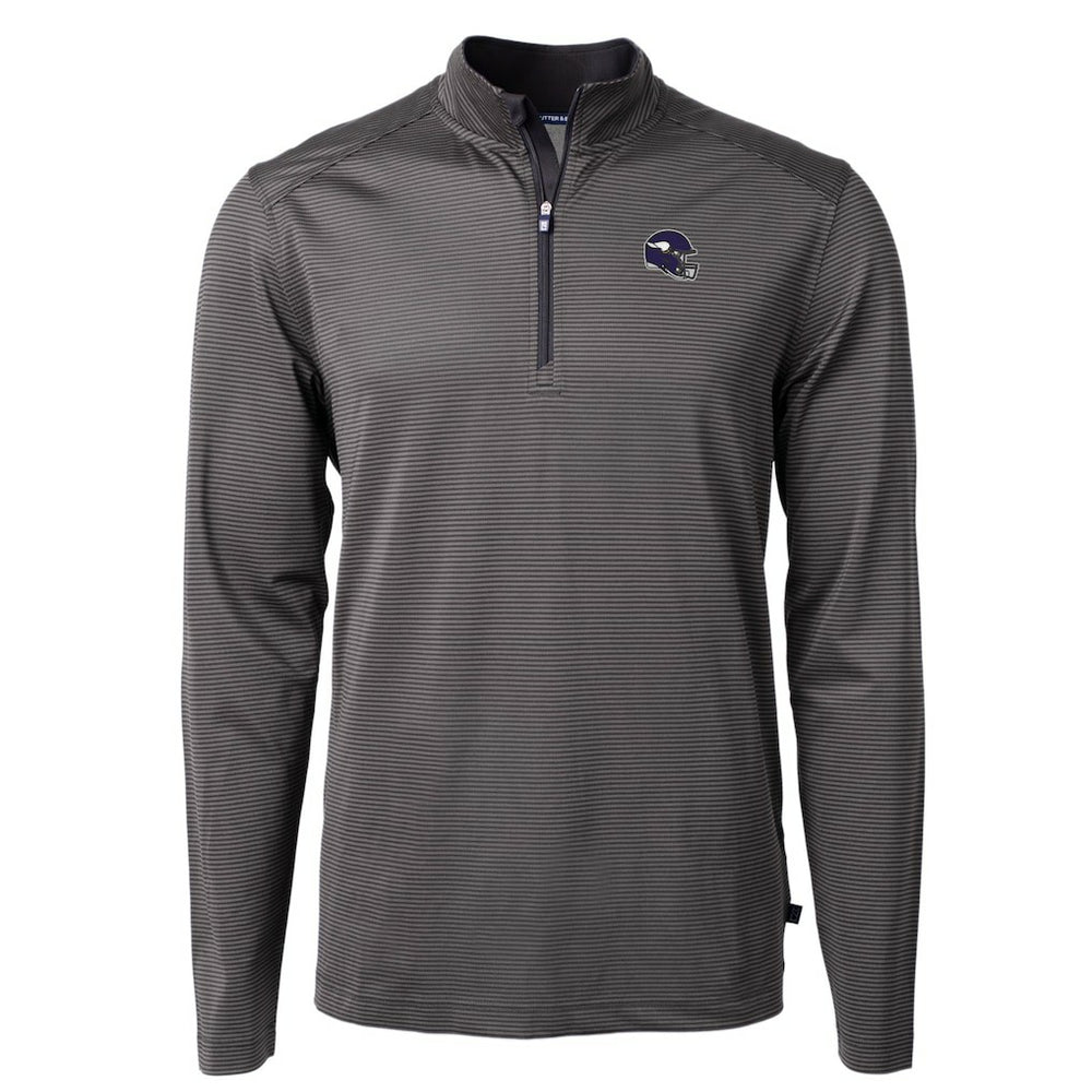 Minnesota Vikings Cutter & Buck Big & Tall Virtue Eco Pique Micro Stripe Tri-Blend Quarter-Zip Jacket - Black discount