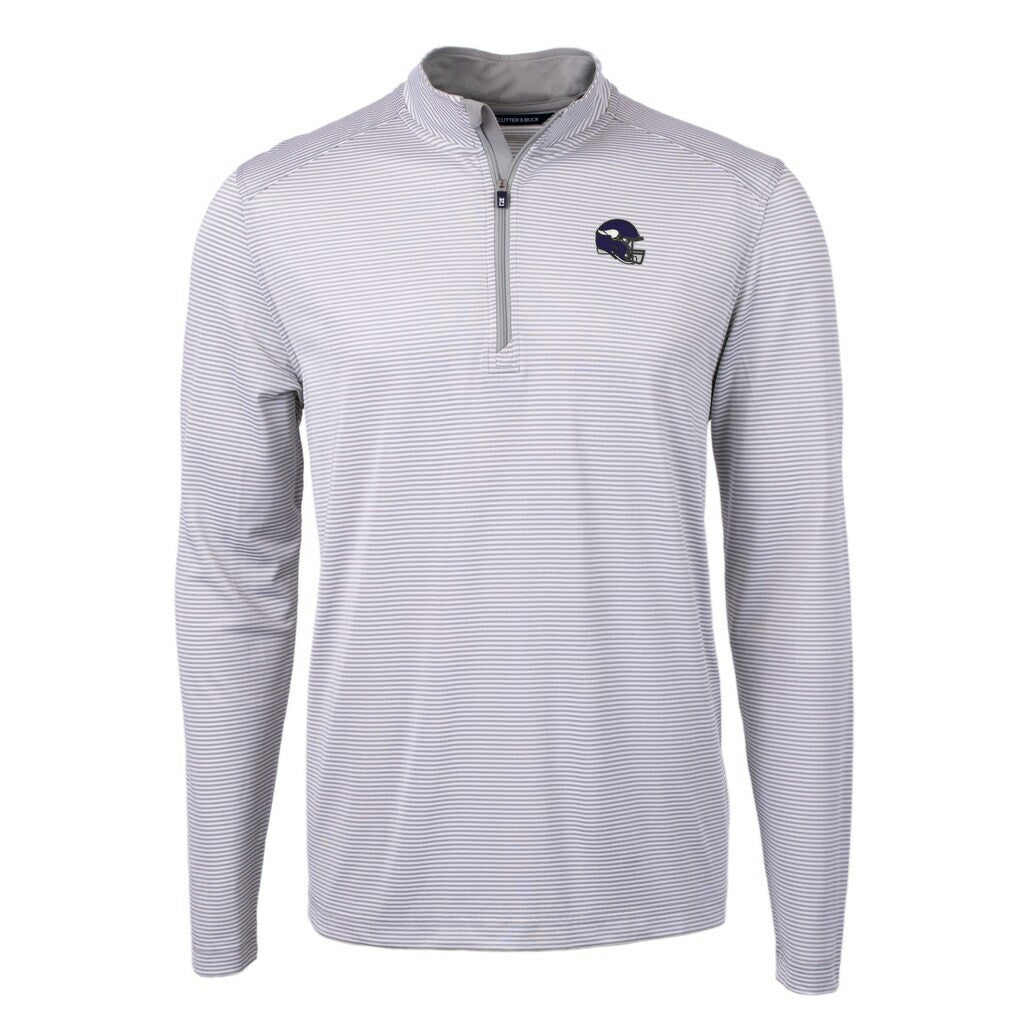 Minnesota Vikings Cutter & Buck Big & Tall Virtue Eco Pique Micro Stripe Tri-Blend Quarter-Zip Jacket - Gray cheap