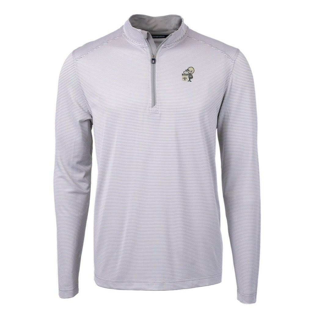 New Orleans Saints Cutter & Buck Big & Tall Virtue Eco Pique Micro Stripe Tri-Blend Quarter-Zip Jacket - Gray cheap