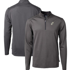 New Orleans Saints Cutter & Buck Big & Tall Virtue Eco Pique Micro Stripe Tri-Blend Quarter-Zip Jacket - Black on sale