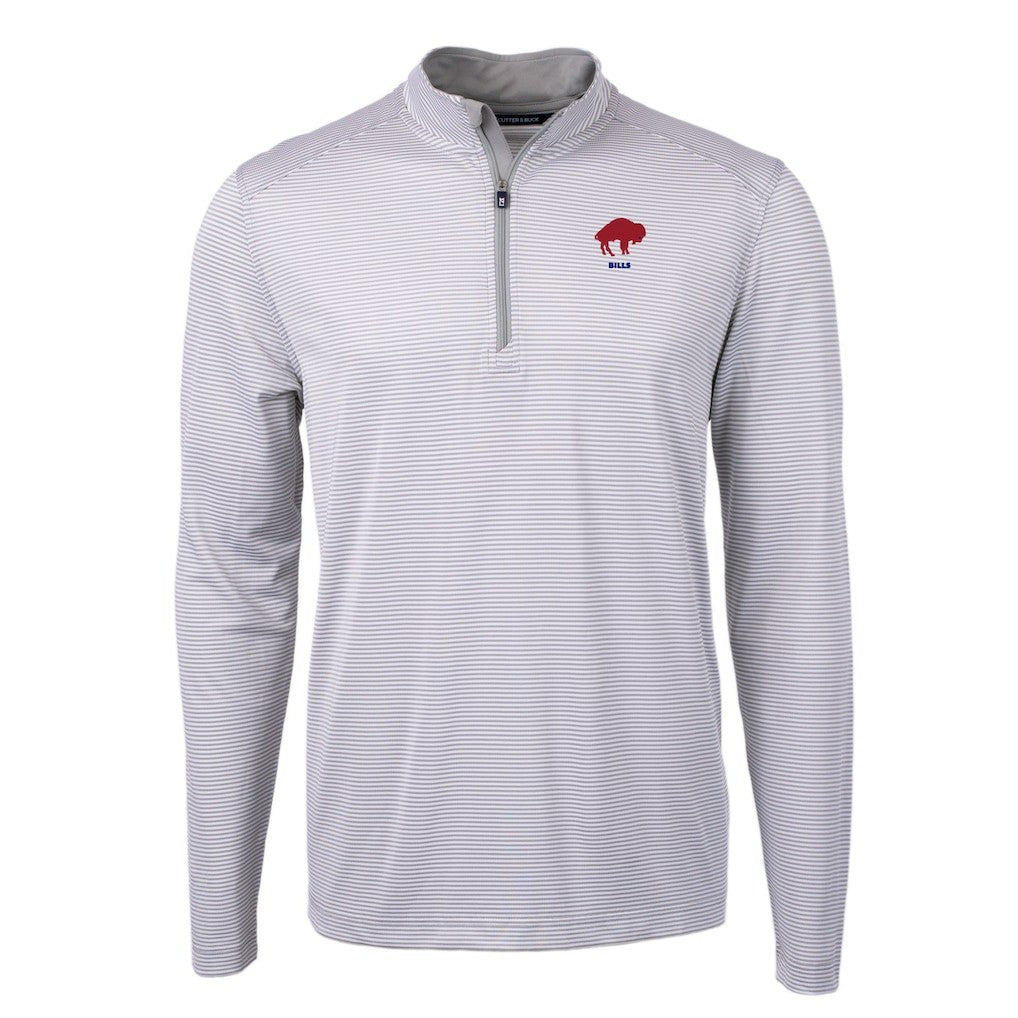 Buffalo Bills Cutter & Buck Big & Tall Virtue Eco Pique Micro Stripe Tri-Blend Quarter-Zip Jacket - Gray for sale
