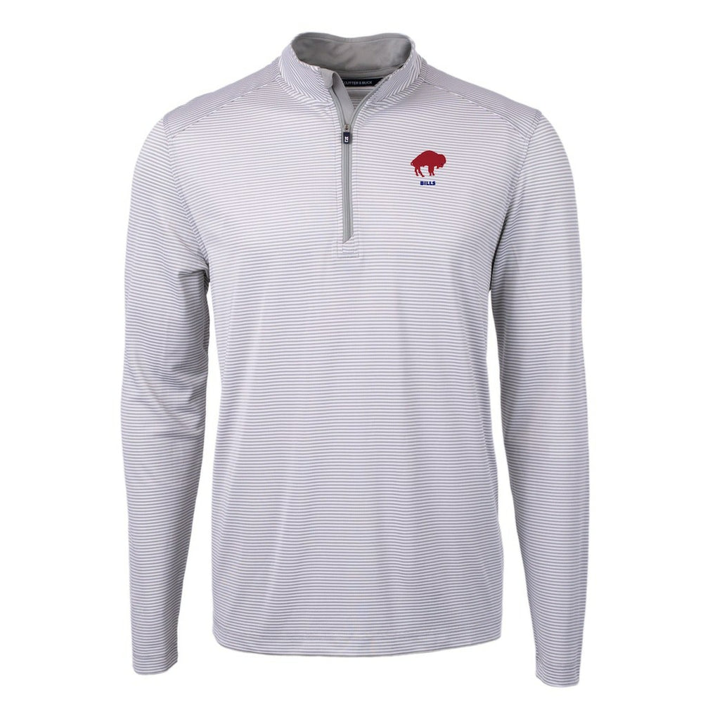 Buffalo Bills Cutter & Buck Big & Tall Virtue Eco Pique Micro Stripe Tri-Blend Quarter-Zip Jacket - Gray for sale